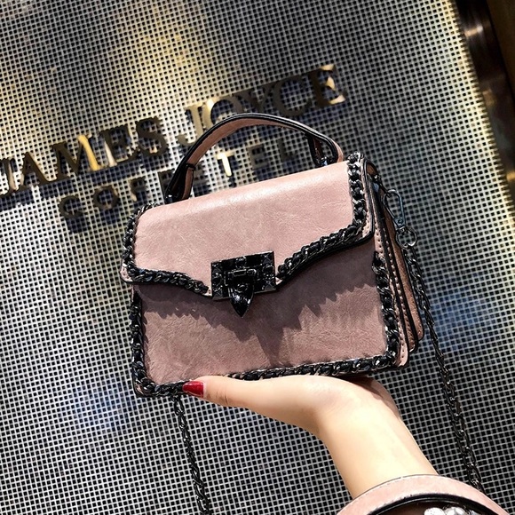 Handbag chain lock blush pink womens shoulder purse - Picture 8 of 8